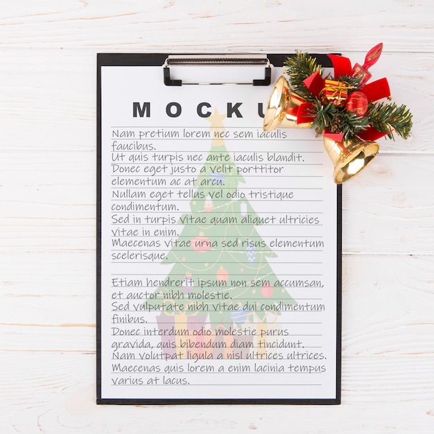 Clipboard Mockup With Christmas Decoration Psd File Free Download