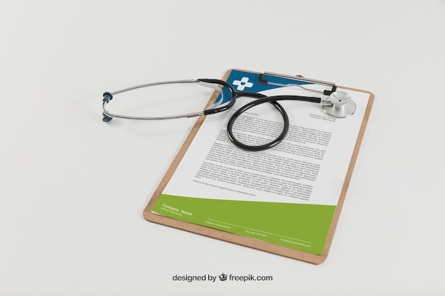 Clipboard and stethoscope PSD Template