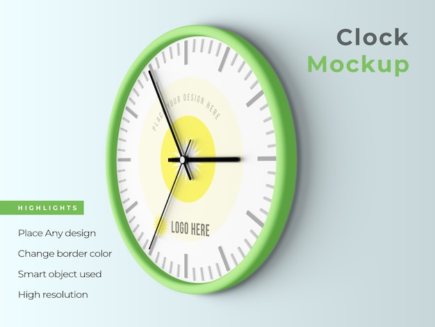 Download Premium PSD | Clock hangs on wall mockup