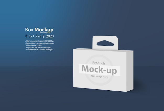 Download Premium PSD | Close up on 3d blank box mockup with hanger