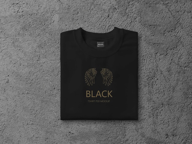 Download Premium PSD | Close up on black folded t shirt mockup