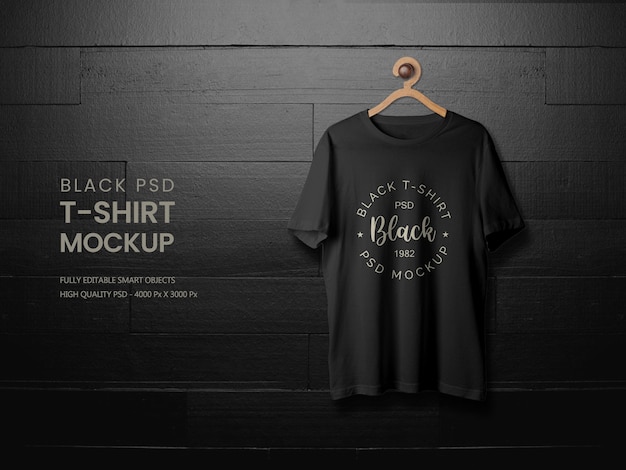 Download Premium PSD | Close up on black short sleeve t shirt mockup
