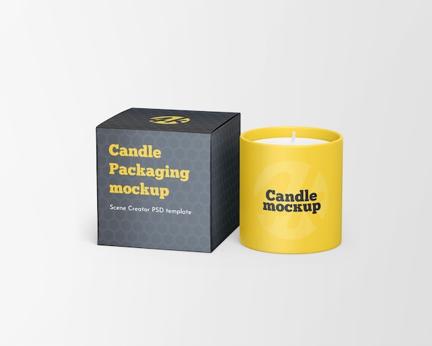 Download Premium PSD | Close up on candle with candle box mockup