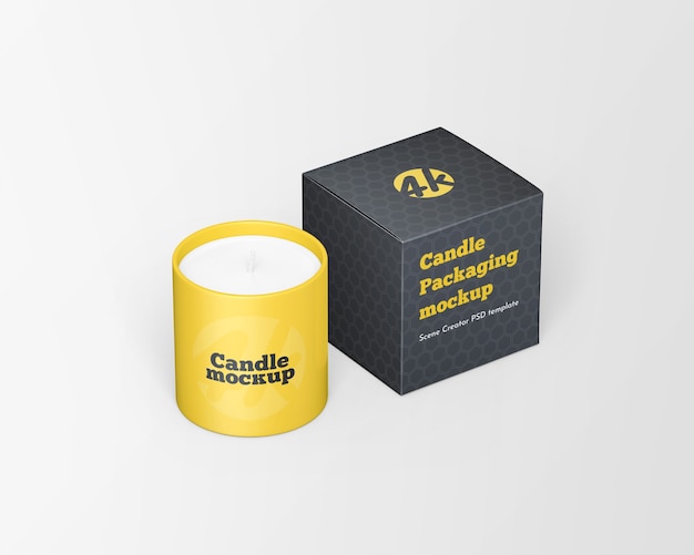 Download Premium PSD | Close up on candle with candle box mockup