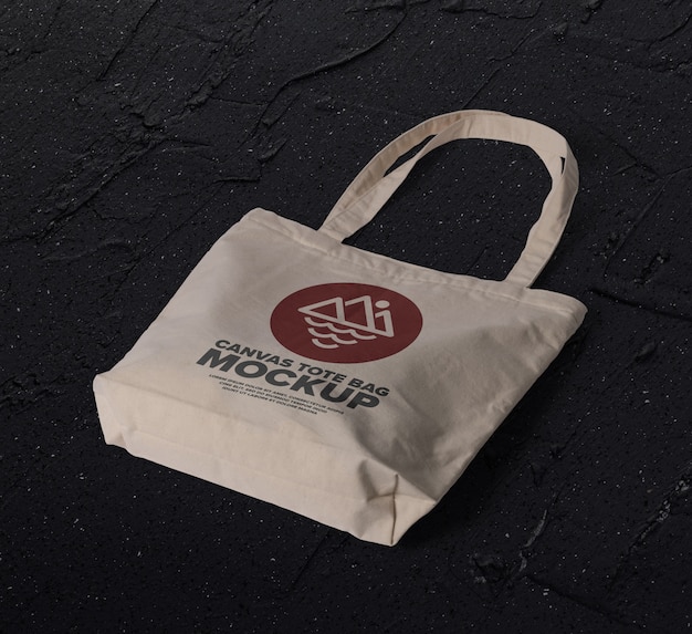 Download Premium PSD | Close up on canvas tote bag logo mockup