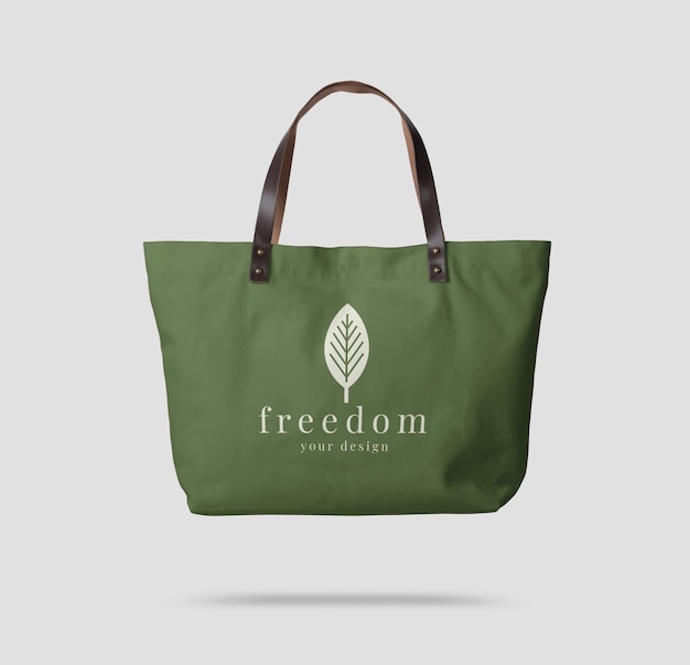 Close up on canvas tote bag mockup isolated Premium Psd