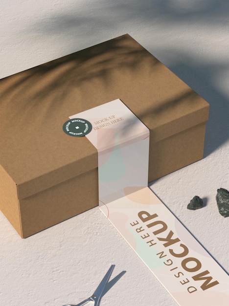 Download Premium Psd Close Up On Cardboard Mockup With Duct Tape