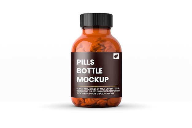 Download Premium PSD | Close up on clear medical pills bottle mockup