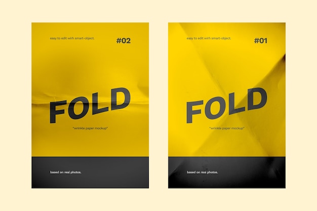 Premium Psd Close Up On Folded Paper Mockups