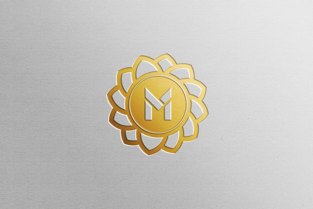 Download Premium PSD | Close up on gold foil logo mockup isolated