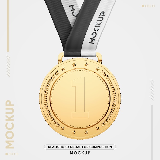 Premium PSD | Close up on gold medal mockup isolated