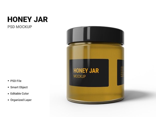 Download Premium Psd Close Up On Honey Jar Mockup Isolated