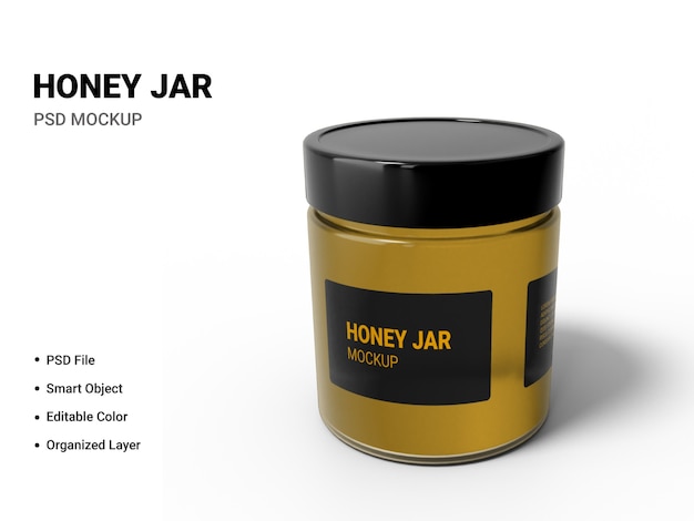 Download Premium Psd Close Up On Honey Jar Mockup Isolated