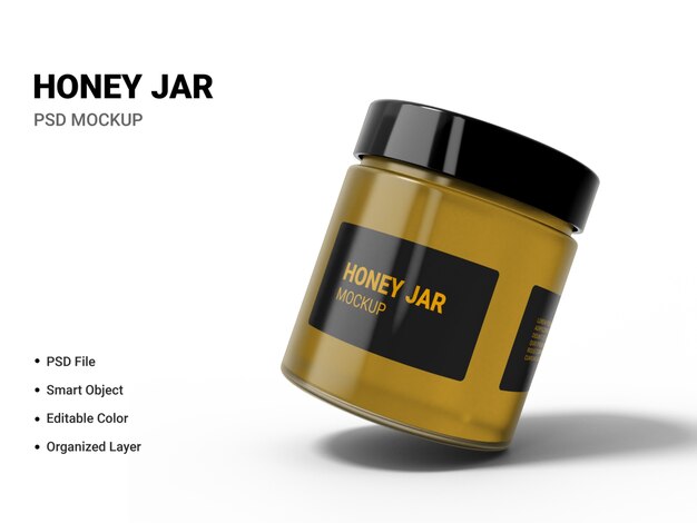 Download Premium Psd Close Up On Honey Jar Mockup Isolated