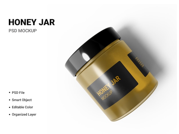 Download Premium PSD | Close up on honey jar mockup isolated