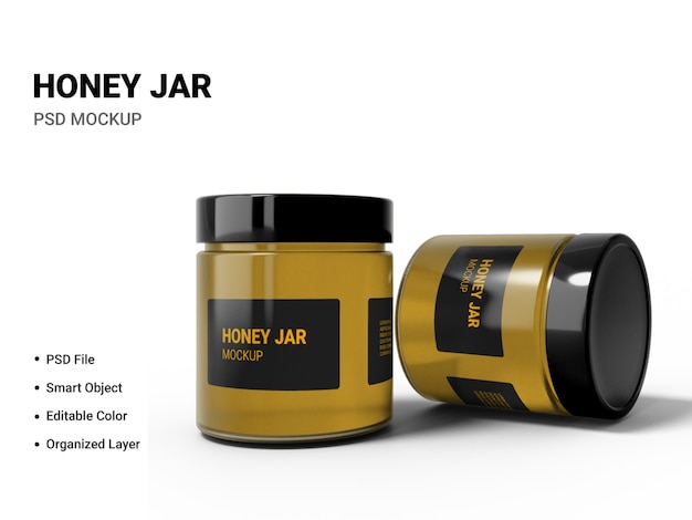 Download Premium Psd Close Up On Honey Jar Mockup Isolated