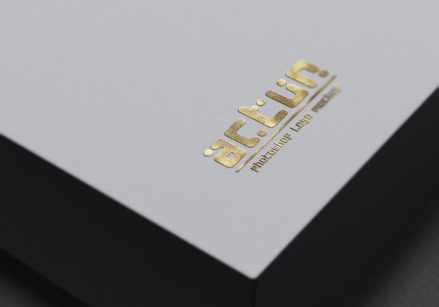 Download Premium PSD | Close up on logo mockup closeup on a white box