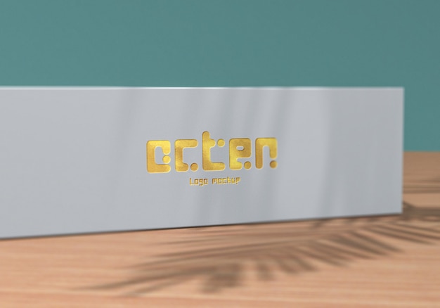 Download Premium PSD | Close up on logo mockup on white box