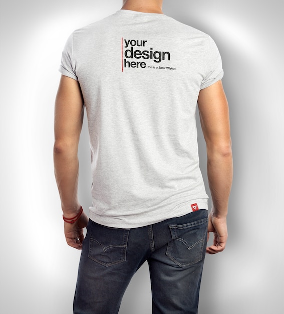 Download Premium Psd Close Up On Man Wearing T Shirt Mockup