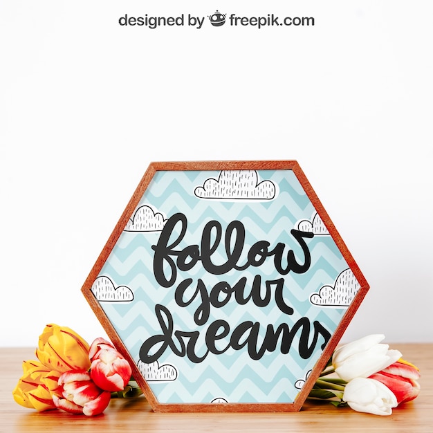 Download Close up mockup of hexagonal frame | Free PSD File