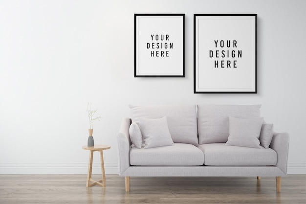 Premium PSD | Close up on poster or photo frame mockup