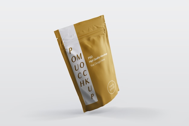 Premium PSD | Close up on pouch packaging mockup isolated