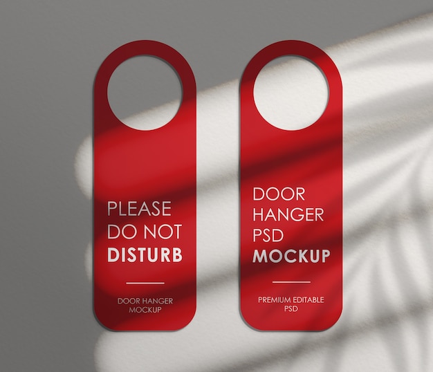 Download Premium PSD | Close up on rounded door hanger mockup