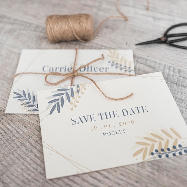 Download Free PSD | Close-up save the date card with mock-up