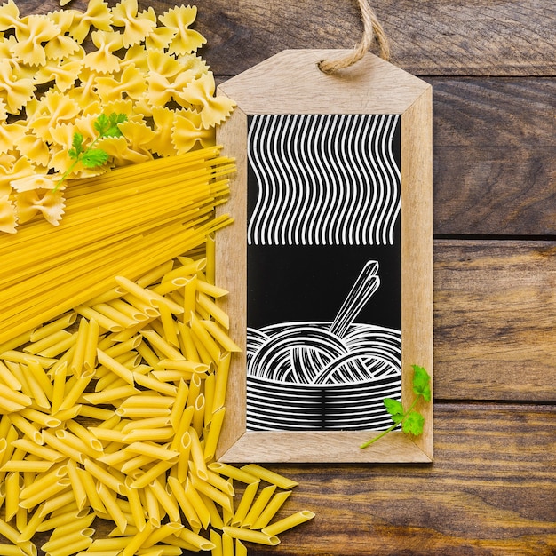 Download Close up slate mockup with pasta concept | Free PSD File