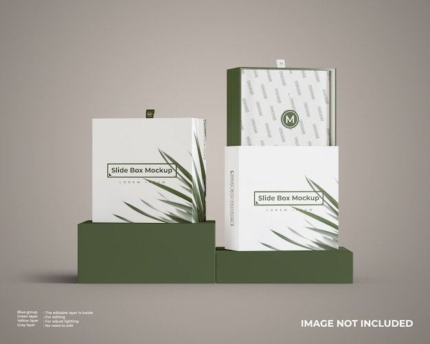 Download Premium PSD | Close up on slide boxes mockup isolated