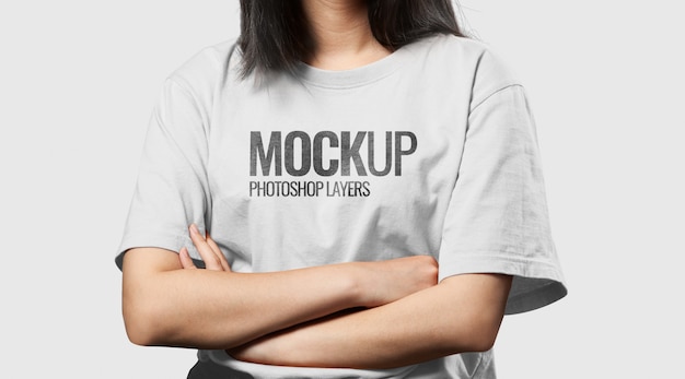 Download Close up white t-shirt | Premium PSD File