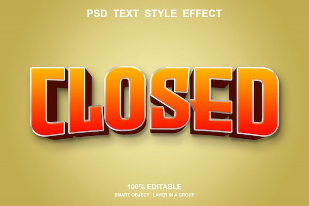 Premium PSD | Closed text effect style editable