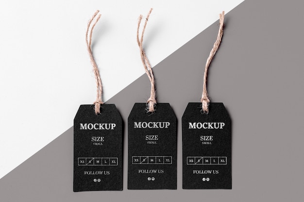 Free PSD | Clothing black size tag mock-up