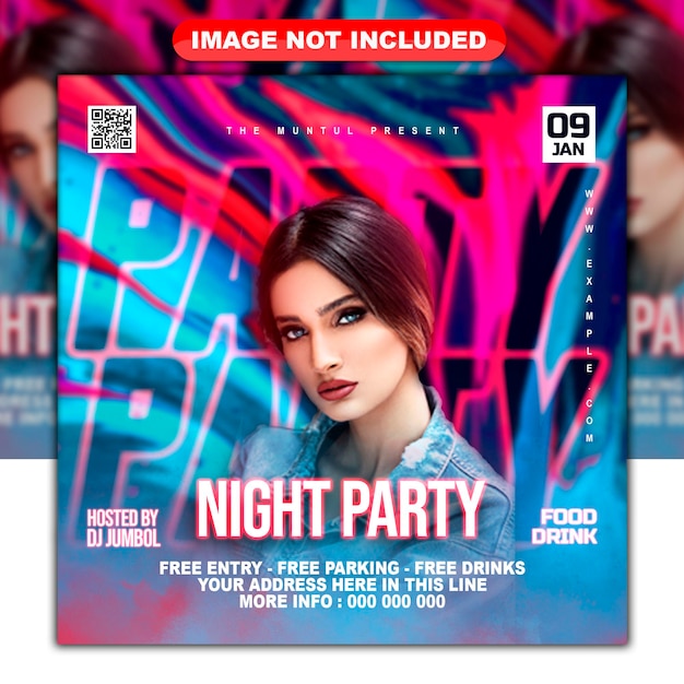 Premium PSD | Club dj night party social media post and web banner