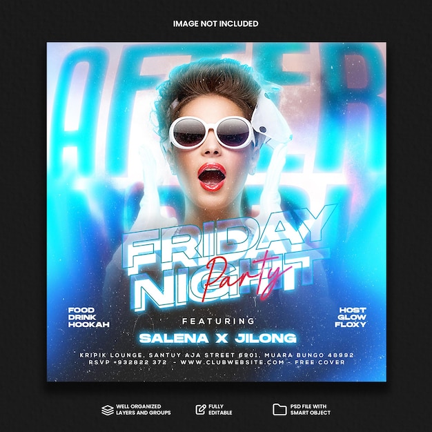 Premium PSD | Club dj party flyer social media post and web banner template