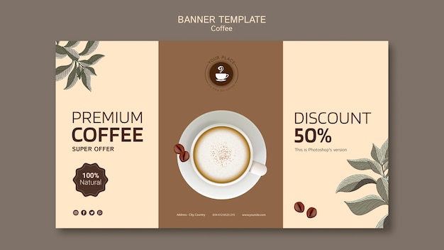 Coffee banner template with discount PSD file | Free Download