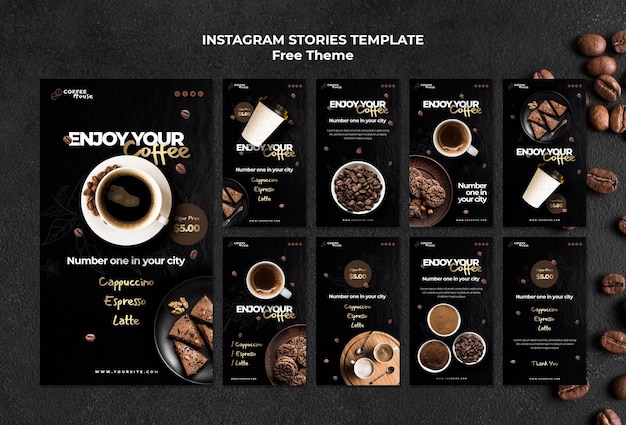 Free PSD | Coffee concept instagram stories template