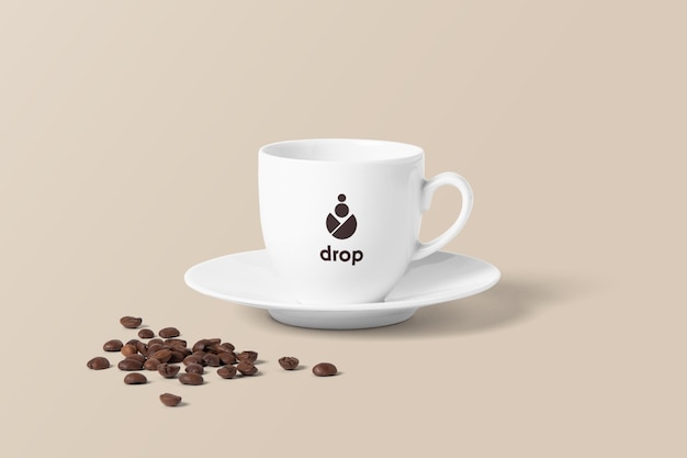 Download Coffee cup mockup with beans | Premium PSD File