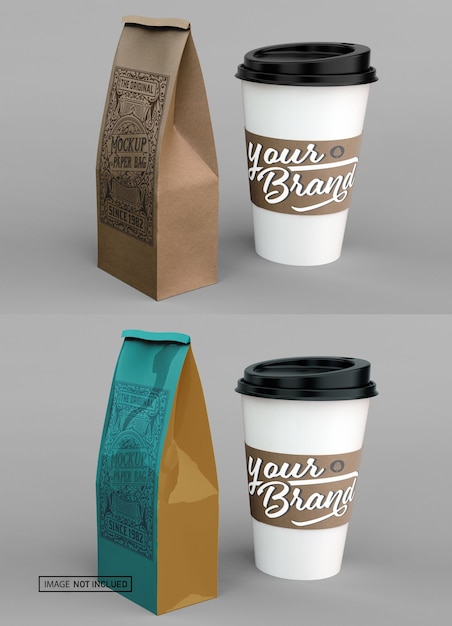Download Premium PSD | Coffee cup and paper bag mockup