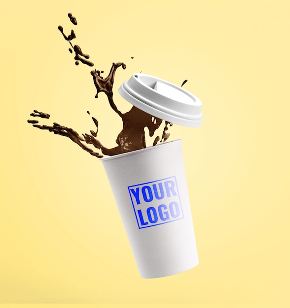 Download Coffee cup splashes mockup template | Premium PSD File