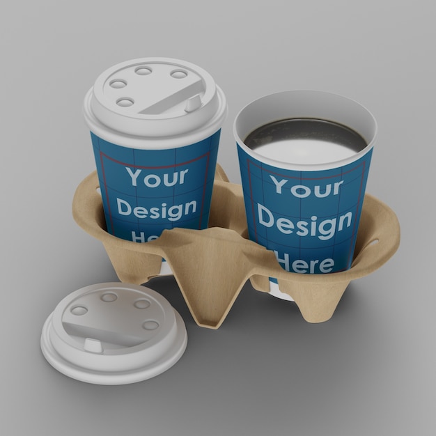 Download Premium PSD | Coffee cup with holder mockup isolated