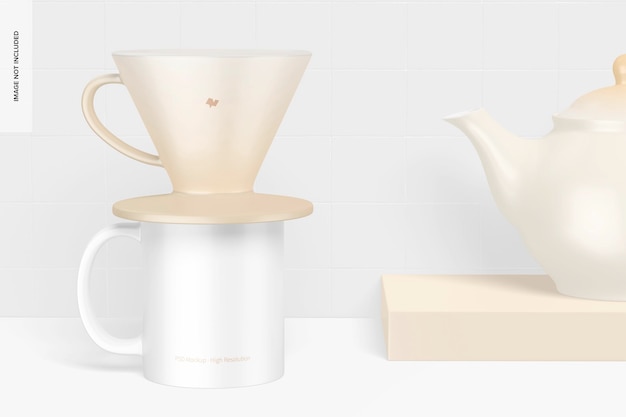 Download Free Psd Coffee Dripper With Teapot Mockup