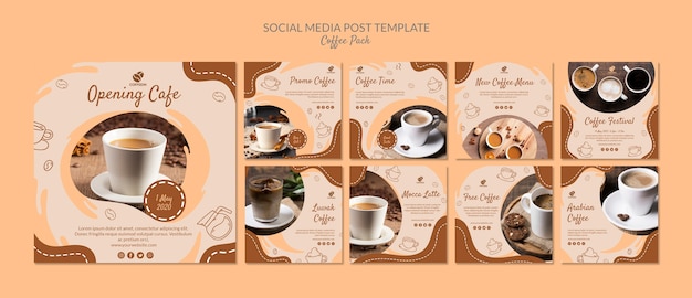 Coffee pack social media post template Free Psd