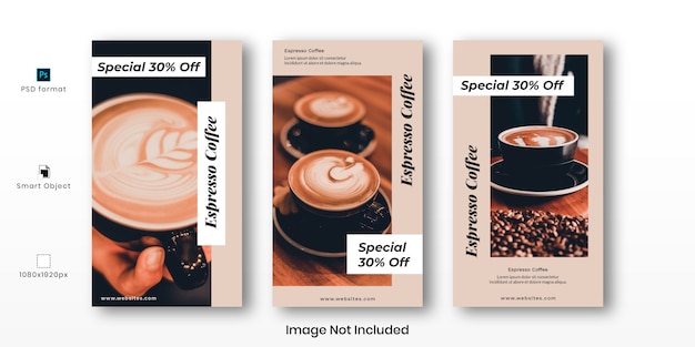 Coffee sale set instagram stories template Premium Psd