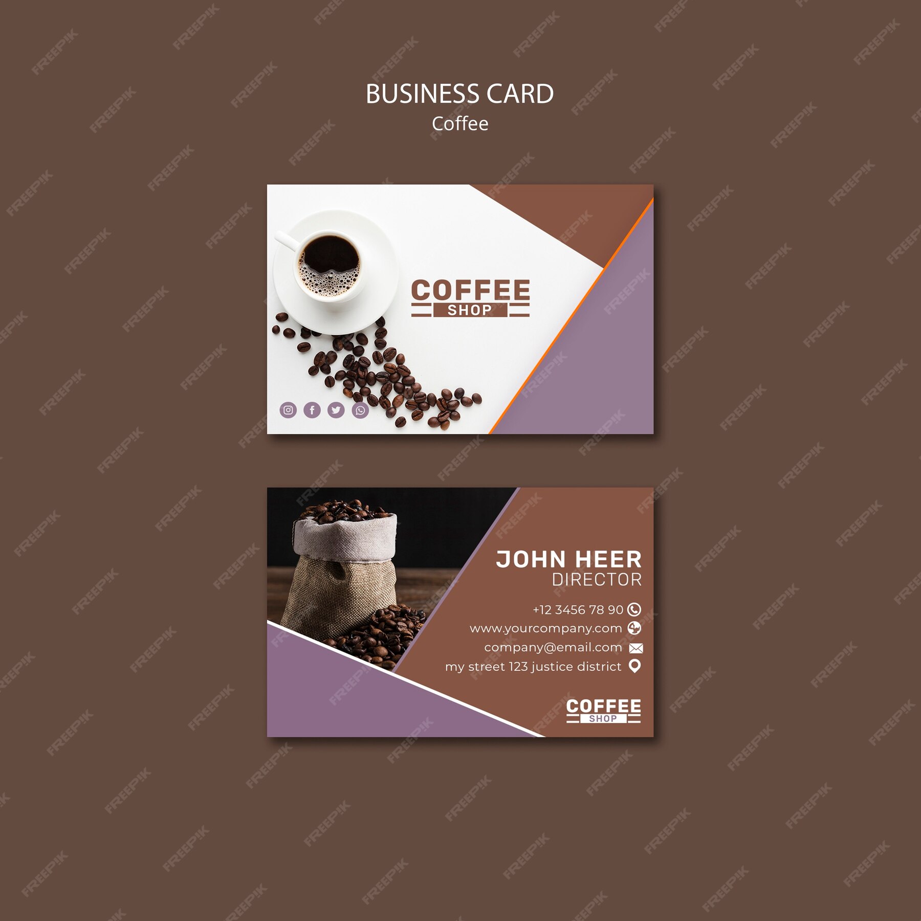 Free PSD | Coffee shop business card template