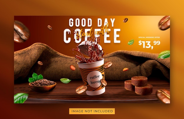 Premium PSD | Coffee shop drink menu promotion web banner template