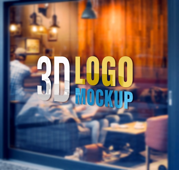 Download Premium PSD | Coffee shop logo mockup on glass wall