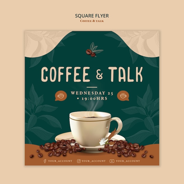 Coffee and talk square flyer style | Free PSD File