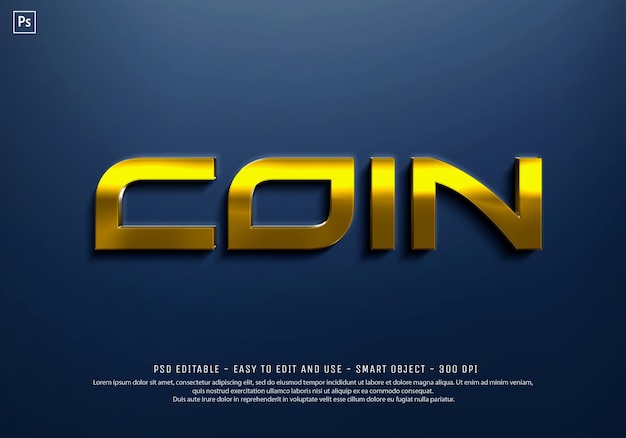 Download Premium PSD | Coin gold text style effect template