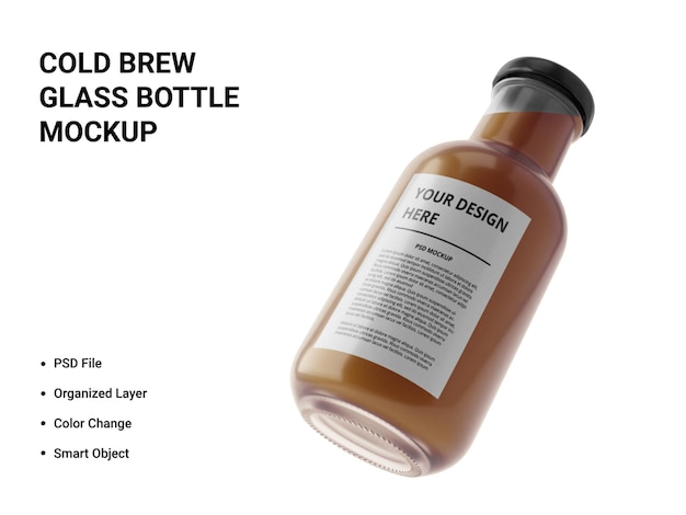 Download Premium Psd Cold Brew Glass Bottle Mockup Design